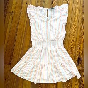 Vineyard Vines Performance V-neck Harbor Smocked Dress Neon Rosa Stripe Small